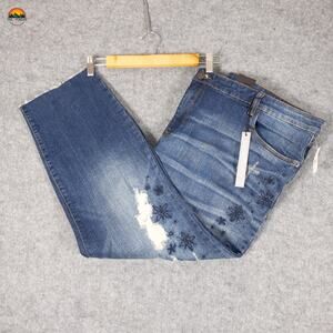 NWT STS BLUE Cropped Straight Leg Jeans Blue Medium Wash Denim Women's Size 37